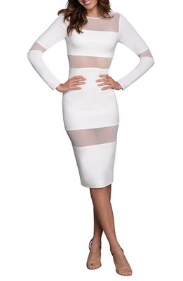 Dress the Population Ilaria Long Sleeve Midi Dress in Off White