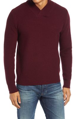 Schott NYC Waffle Knit Thermal Wool Blend Pullover in Burgundy