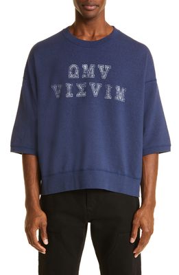 VISVIM Amplus Oversize Short Sleeve Sweatshirt in Navy