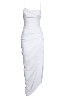 Jacquemus La Robe Saudade Asymmetric Maxi Dress in White