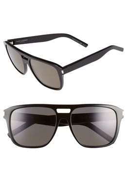 SAINT LAURENT 56mm Flat Top Sunglasses in Black Smoke