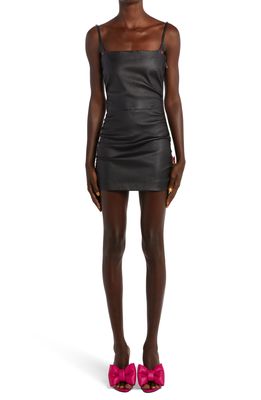 Off-White Leather Minidress in Black