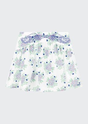 Girl's Floral Embroidered Skirt, Size 14