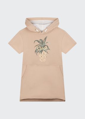 Girl's Pineapple Logo Hooded Dress, Size 6-12