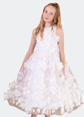 Girl's Eliana 3D Flower Embellished Tulle Dress, Size 4-12