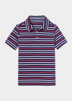 Boy's Hayden East Beach Stripe Polo Shirt, Size 2-14