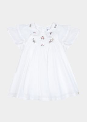Girl's Ruffle Trim Embroidered Dress, Size 18M-3