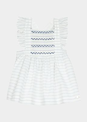 Girl's Stripe Embroidered Dress, Size 18M-3