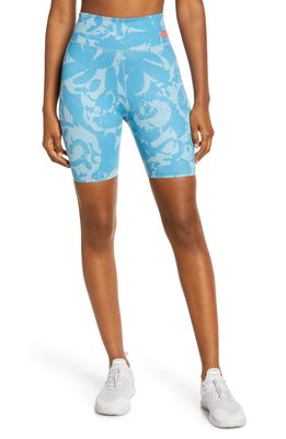 NIKE One Luxe Icon Clash Mid-Rise Training Bike Shorts in Laser Blue/Worn Blue/
