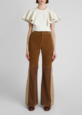 Corduroy Flared Patchwork Trousers