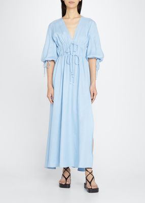 Donrine Self-Tie Midi Dress, Blue