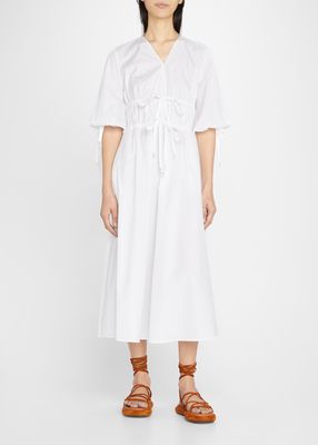 Donrine Self-Tie Midi Dress, White