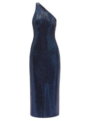 Dodo Bar Or - Lima One-shoulder Sequinned-jersey Midi Dress - Womens - Dark Blue