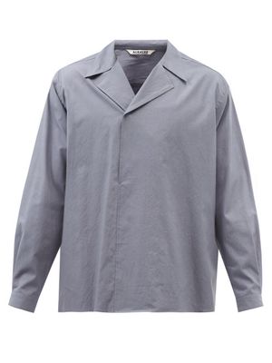 Auralee - Finx Wide-collar Cotton-twill Shirt - Mens - Blue