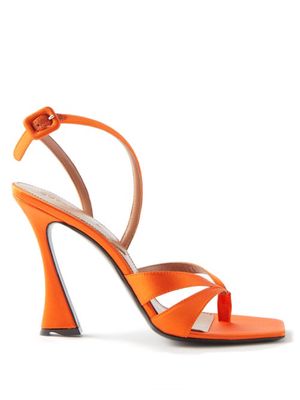 D'accori - Raya Satin And Leather Slingback Sandals - Womens - Orange