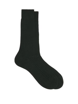 Pantherella - Danvers Ribbed-knit Socks - Mens - Dark Green