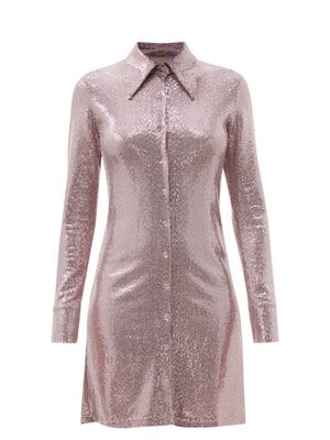 Dodo Bar Or - Dany Sequinned-jersey Shirt Dress - Womens - Silver Pink