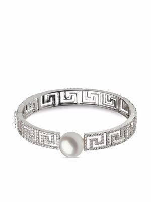 AUTORE 18kt white gold Roman Mosaic diamond and pearl bangle - Silver