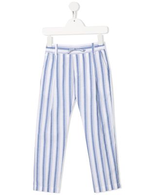 Paolo Pecora Kids stripe-print drawstring-waist trousers - Blue