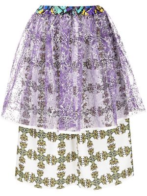 Tata Christiane tulle overlay midi skirt - Purple