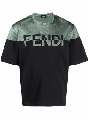 Fendi two-tone logo-appliqué T-shirt - Black