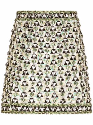 Dolce & Gabbana crystal-embellished A-line miniskirt - Green