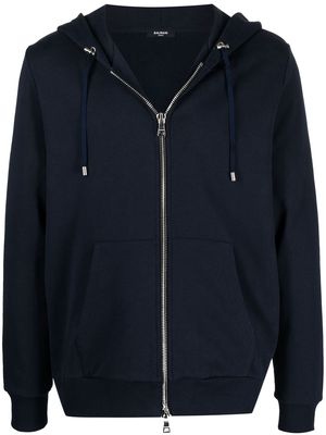Balmain logo-print zip-up hoodie - Blue