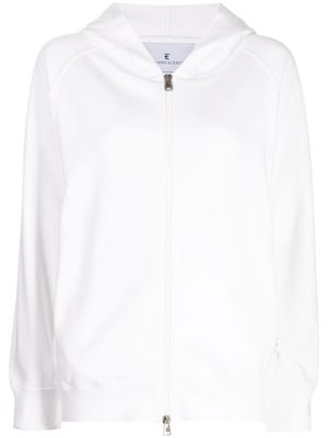 Ermanno Scervino tiger pointelle trim zip-front hoodie - White