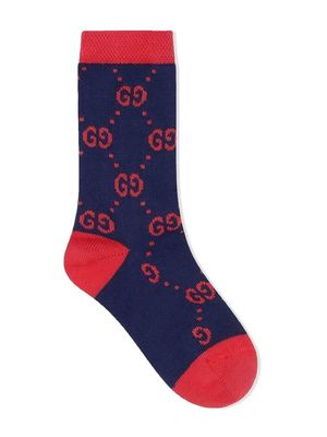 Gucci Kids monogram two tone socks - Red