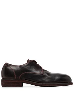 Guidi contrast-stitch leather derby shoes - Red