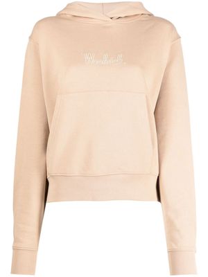 Woolrich logo-embroidered organic cotton hoodie - Neutrals