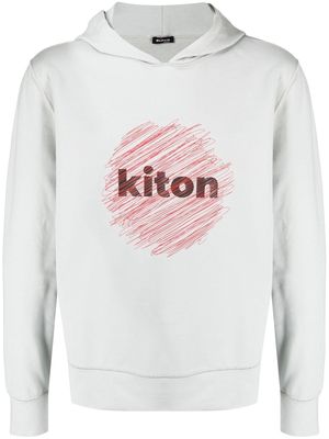 Kiton sketch sun-logo cotton hoodie - Grey