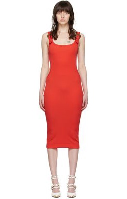 Versace Jeans Couture Red Baroque Couture I Midi Dress