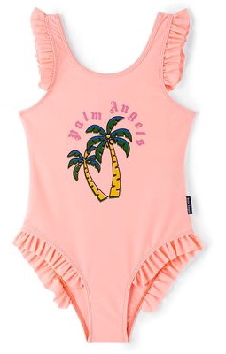 Palm Angels Kids Pink Palm Logo One-Piece Swimsuit