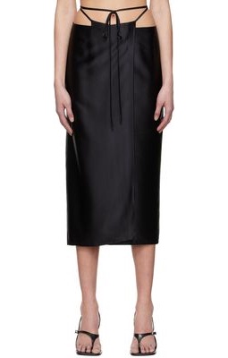 SUBSURFACE SSENSE Exclusive Black Ribbon Wrap Midi Skirt