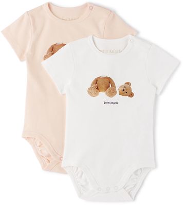 Palm Angels Baby White & Pink Teddy Bear Bodysuit Set