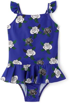 Mini Rodini Kids Blue Rose Skirt Swimsuit