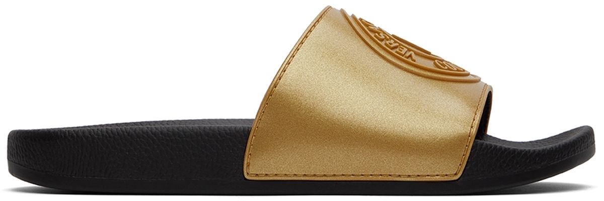 Versace Jeans Couture Black V-Emblem Slides