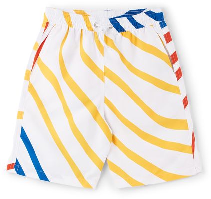 Wolf & Rita Kids White Simão Sound Waves Swim Shorts