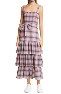 LIKELY Paretti Plaid Smock Cotton Sundress in Pink Multi