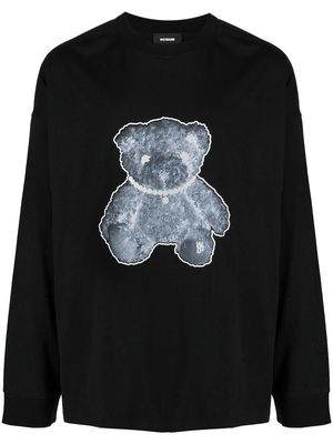 We11done teddy print long-sleeved jumper - Black