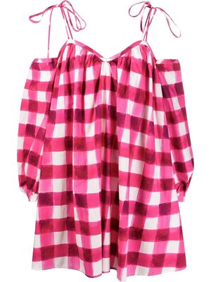 MSGM gingham-check cold-shoulder minidress - Pink
