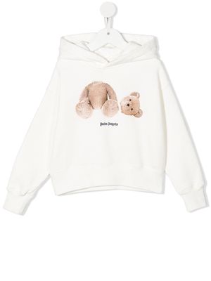 Palm Angels Kids cotton Bear hoodie - Neutrals
