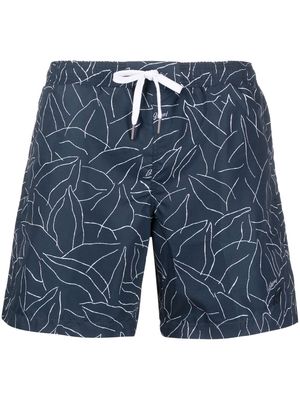 Brioni leaf-print swimming shorts - Blue