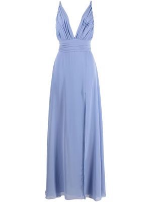 Blanca Vita V-neck pleated gown - Blue