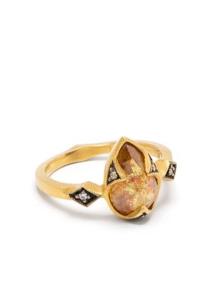 Cathy Waterman 22kt gold thorn prong diamond ring