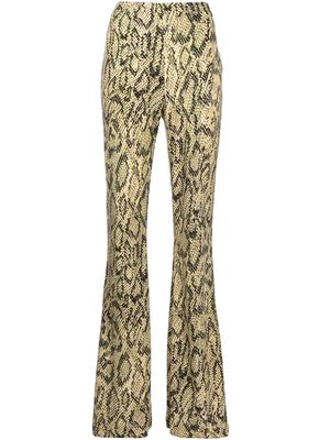 DVF Diane von Furstenberg snakeskin-print flared trousers - Brown