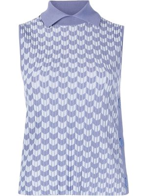 Emporio Armani chevron-knit polo-collar vest - Blue