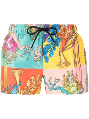 Versace baroque-pattern print swim shorts - Blue