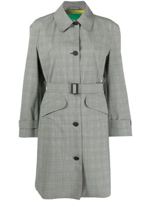 Emporio Armani Prince of Wales-check belted coat - Grey